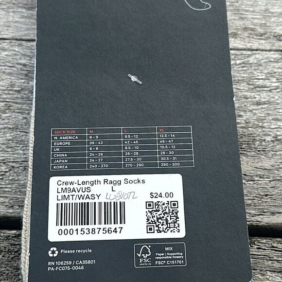 Lululemon Men's Crew-Length Ragg Socks Large NWT Light Ivory Multi/Washed Yellow - Picture 3 of 4